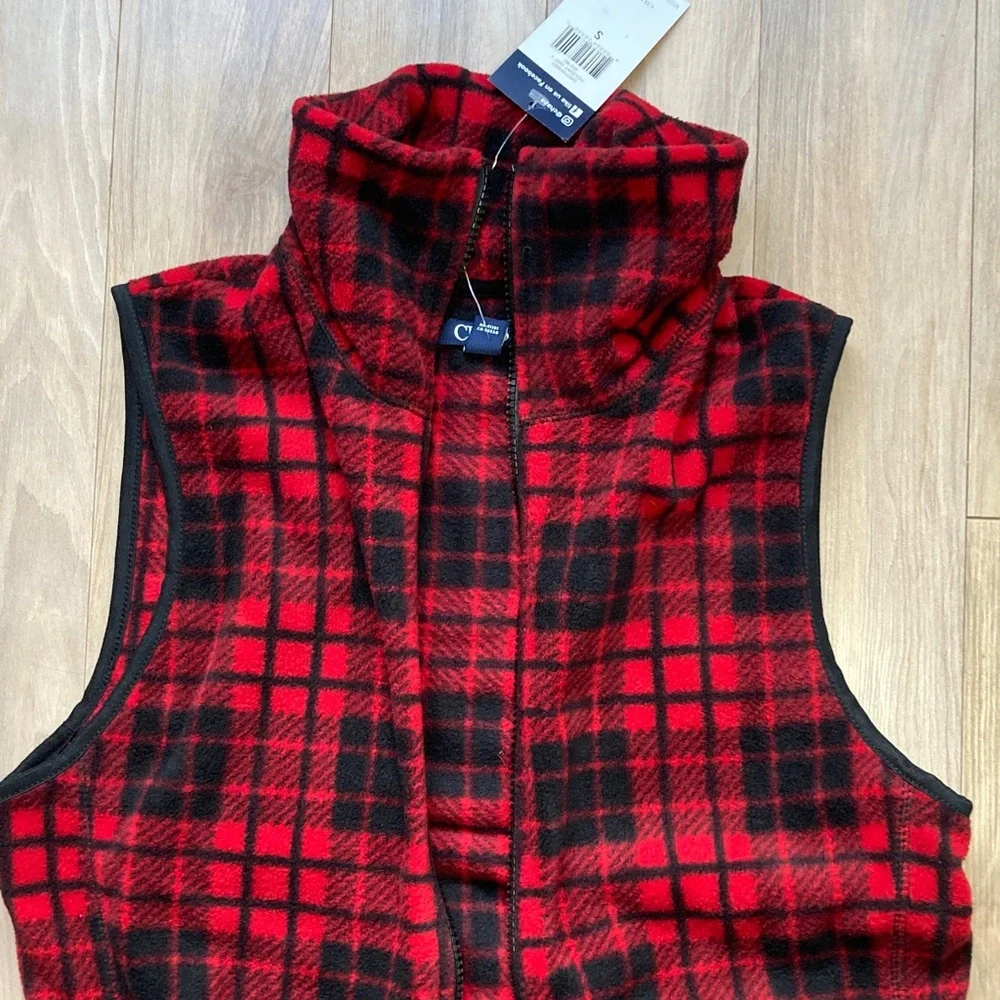 Chaps vest fleece checkered plaid print zip front vest with pockets S - Picture 7 of 17